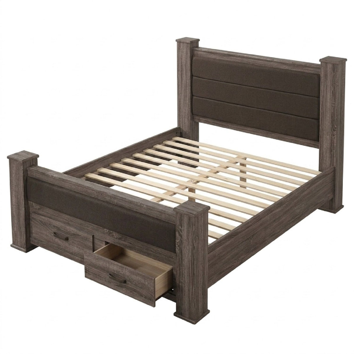 Upholstered Bed With Footboard Drawers