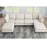 Upholstered Modular Sectional With Medium Firm Seat Cushion - Almond