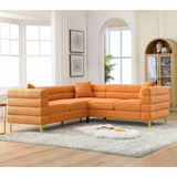 Oversized L - Shaped Corner Sofa, 5 Seater Sectional With 3 Cushions, Living Room Furniture - Orange