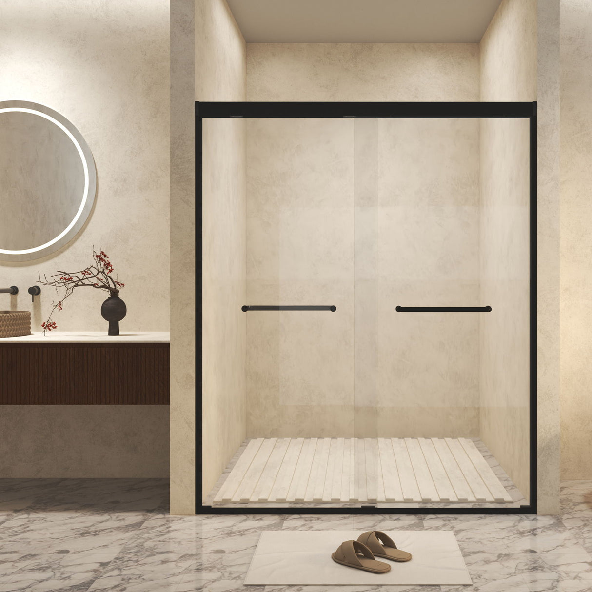 Double Sliding Shower Door With Explosion Proof Film