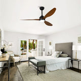 Ceiling Fan With Lights Quiet DC Motor 3 Blade Ceiling Fans 6 Speed Levels, Reversible Ceiling Fan - Matte Black / Wood