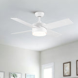 Ceiling Fan With Remote Control, Reversible DC Motor, 6 Speeds, 3 Dimmable LED, Quiet Timer For Indoor - White