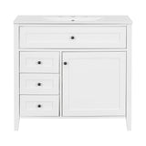 Bathroom Vanity With Sink, 3 Drawers & Cabinet With Adjustable Shelves
