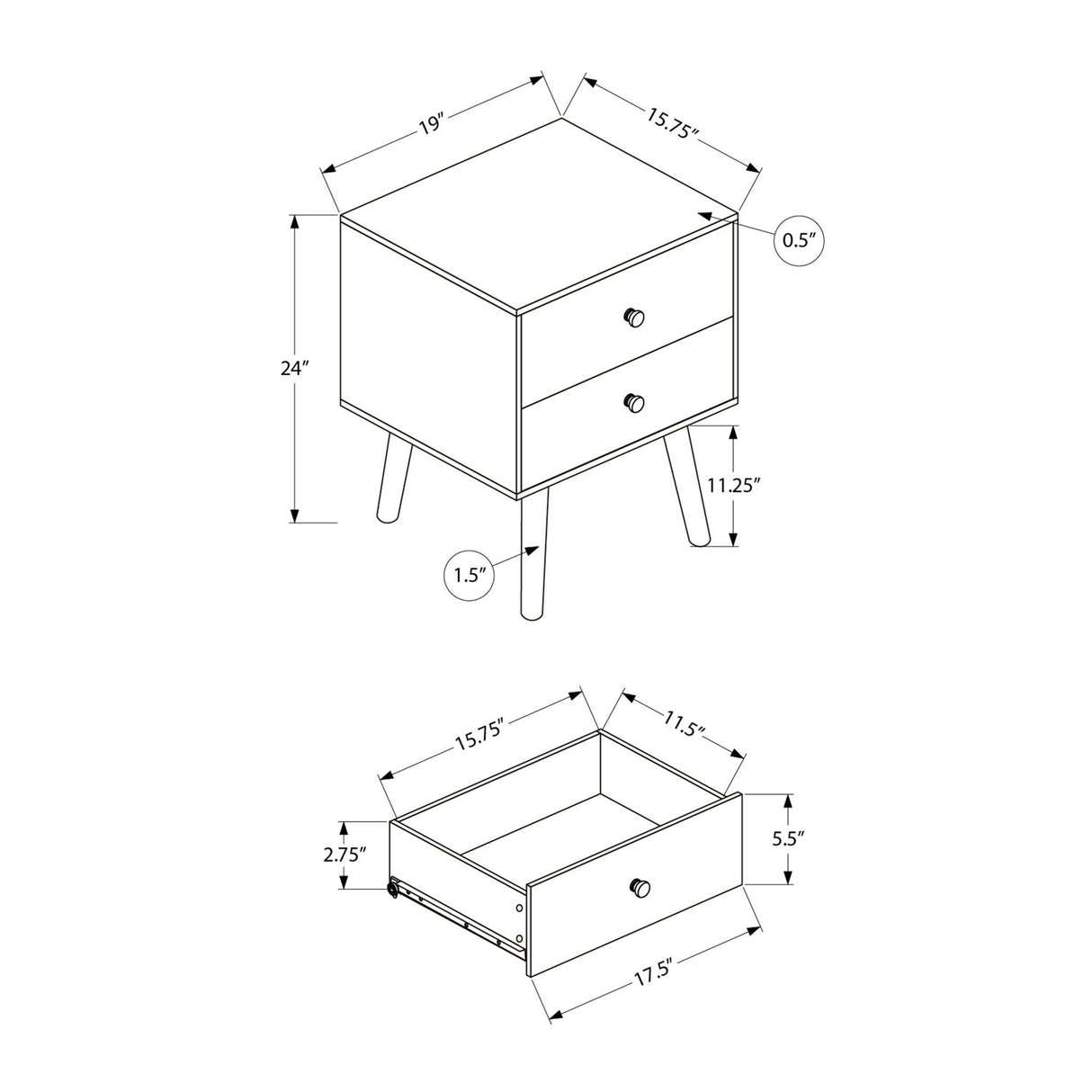 Accent Table & Storage Drawers - Black