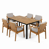 7 Piece Outdoor Patio Dining Set With & 6 Arm Chairs