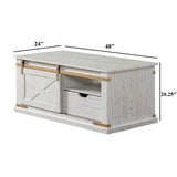 Coffee Table With Storage Drawer And Open Shelves - Antique White / Gold
