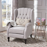 Armchair Recliner With Pushback Mechanism And Wingback Design