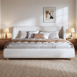 Modern Upholstered Bed Frame With Wingback Headboard
