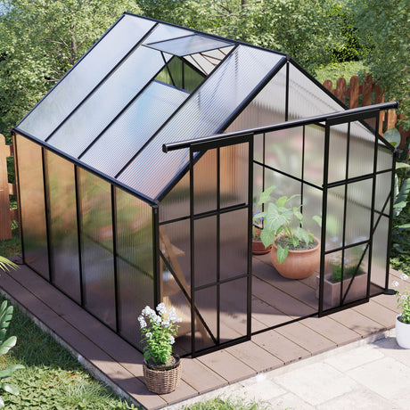 Double Door Polycarbonate house Raised Base And Anchor Aluminum Heavy Duty Walk In houses For Outdoor Backyard In All Season