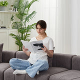 Curved Sectional Sofa With 2 Pillows For Living Room - Gray