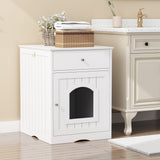 Pet House Cat Litter Box Enclosure With Drawer, Side Table
