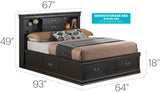 Traditional Style Bookcase Storage Bed