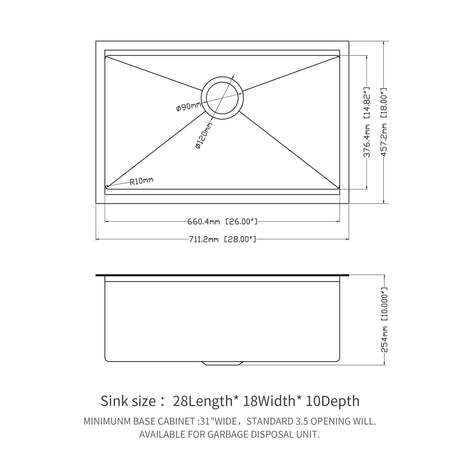 Workstation Kitchen Sink, Single Bowl Undermount 16 Gauge Stainless Steel - White
