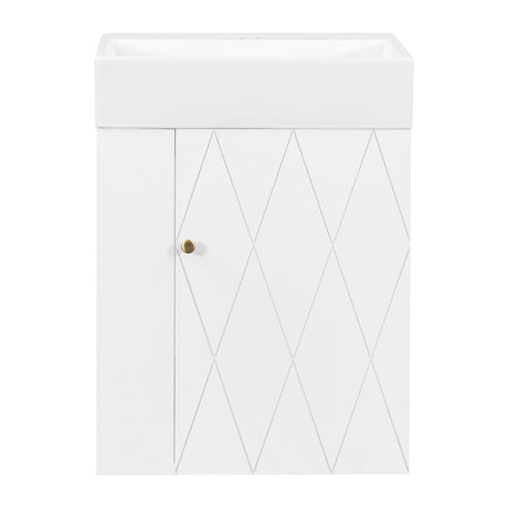 Modern Bathroom Vanity With Sink, Diamond Pattern Doors