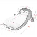 Twin Size Penguin Shaped Bed, Lounger Chair For Kids Bedroom - White / Black