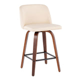 Toriano - Mid Century Modern Fixed Height Counter Stool & Square Footrest (Set of 2)