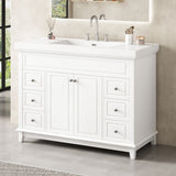 Bathroom Vanity & Sink, 6 Soft Close Drawers & Double Doors - White