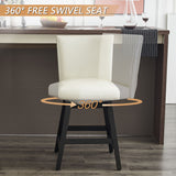 Upholstered Swivel Bar Stools High Back (Set of 2) - Cream White