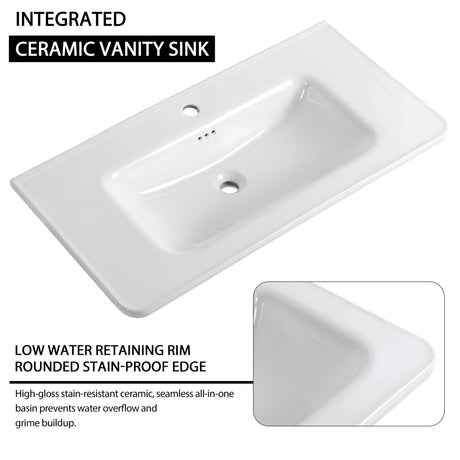 Freestanding Bathroom Vanity With Sink & 2 Soft Close Doors