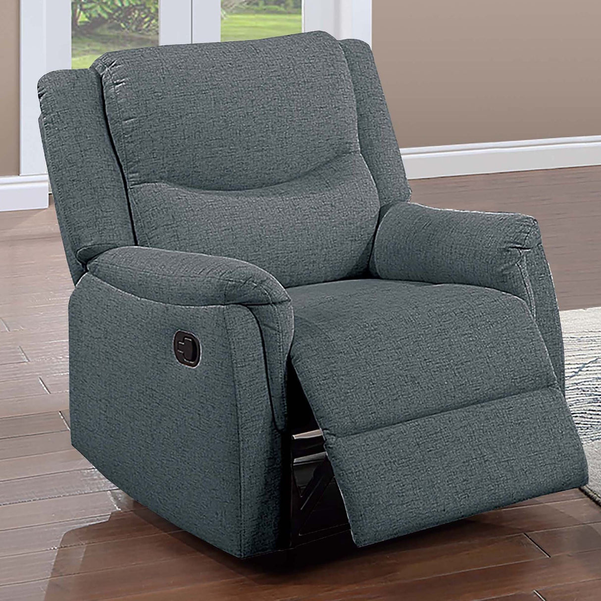 Manual Recliner With Upholstered Seat And Backrest Supportive Headrest