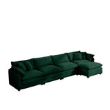 Modern Modular Cushion Sofa With Ottoman, Low Back, Deep Seating Sofa Set