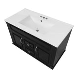 Single Bathroom Basin Sink Vanity Top Only & 3 Faucet Holes - White