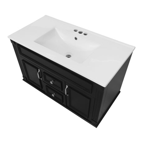Single Bathroom Basin Sink Vanity Top Only & 3 Faucet Holes - White