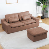 L - Shaped Modular 2 Seater Sofa With Movable Ottoman And High Density Sponge Cushions For Living Room