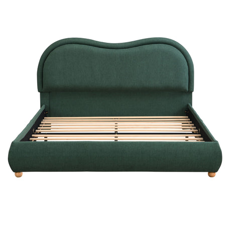 Upholstered Platform Bed Frame With Curved Headboard