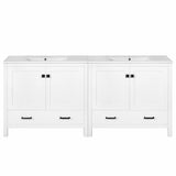 Bathroom Vanity With Sink, Soft Close Doors, Double Storage Shelves & Divided Drawer Ample Storage - White