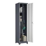 Broom Storage Cabinet Narrow Slim With Hooks And Shelves, Heavy-Duty