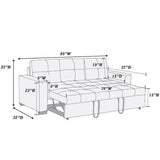 Sectional Sofa Pull Out Bed Upholstered Tufted Convertible Couch - Black