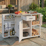 Outdoor Kitchen Island Prep Station With Lockable Wheels, Ample Storage, Towel & Spice Racks