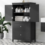 Bathroom Storage Cabinet With 2 Doors And Drawers, Adjustable Shelf