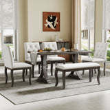 Dining Set With Bench, 6 Piece