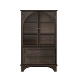 Glass Door Display Case With 2 Drawers And Adjustable Shelf