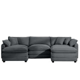 Modular Oversized Cushion Sofa With Ottoman, Low Back, Deep Seating Sofa Set