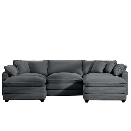 Modular Oversized Cushion Sofa With Ottoman, Low Back, Deep Seating Sofa Set