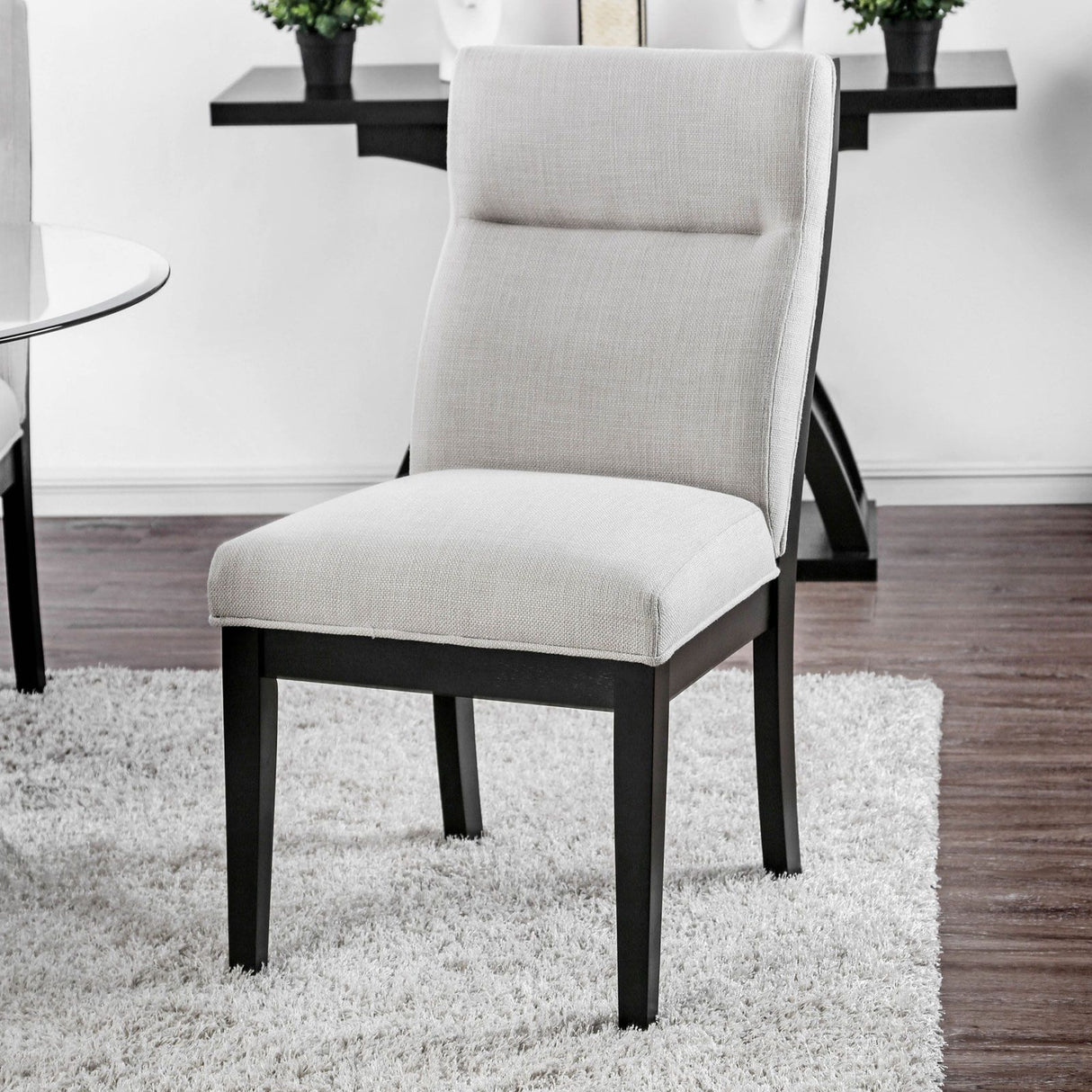 2 Tone Chairs With Tapered Legs (Set of 2) - Beige / Black / Black