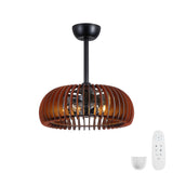 Pumpkin Ceiling Fan, Fandelier With 6 E12 Sockets, Reversible DC Motor, Adjustable Hanging, 6 Speeds Remote Control - Black