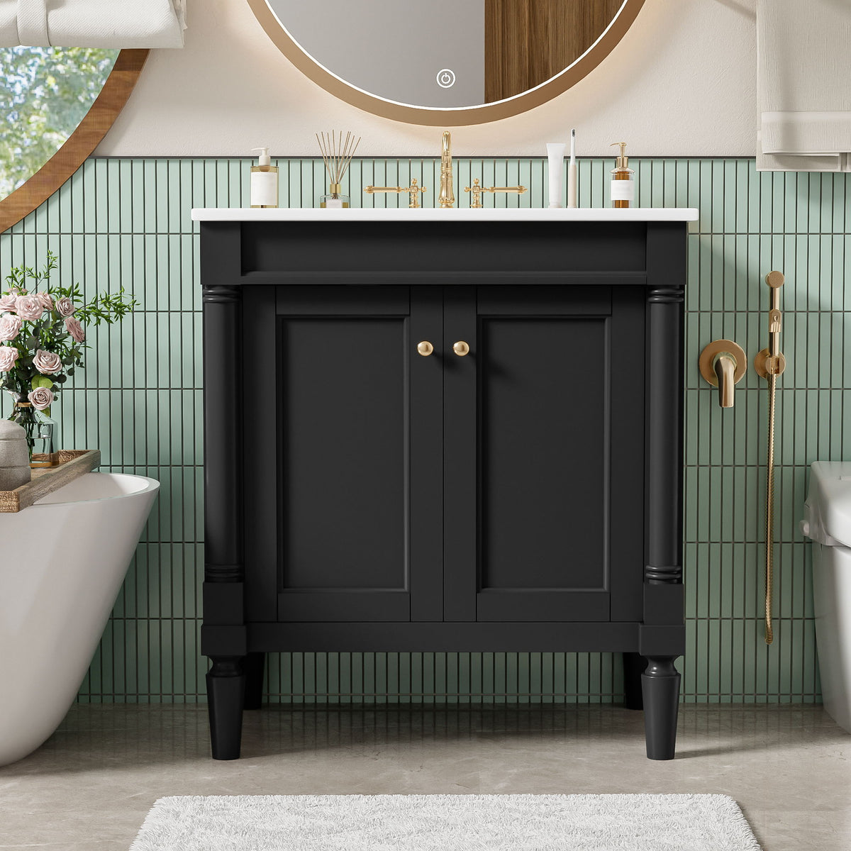 Bathroom Vanity Cabinet With Sink, Soft Close Doors, Storage Cabinet