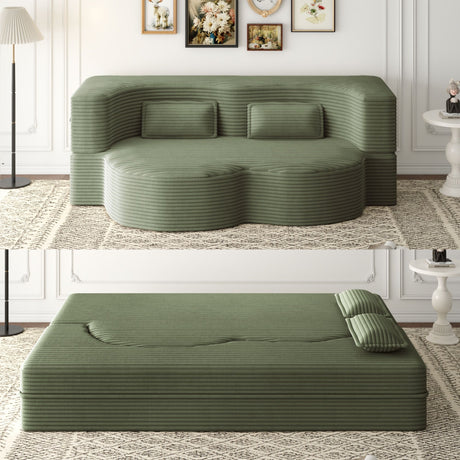 Convertible Foam-Filled Sleeper Sofa Bed With 2 Pillows