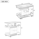 Adjustable End Table With Wheels, 360°Rotating Top And Storage Space