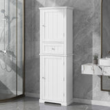 Tall Freestanding Bathroom Storage Cabinet With Drawer And Adjustable Shelf