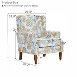 Accent Chair With Floral Upholstery And Nailhead Trim