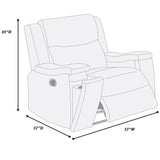 1 Piece Manual Recliner With Padded Seat And Backrest, Square Arms For Living Room - Walnut