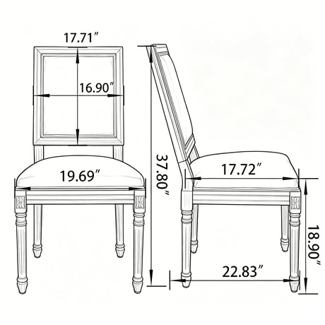 Dining Chairs With Upholstered Square Back (Set of 2)