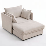 Oversized Deep Seat Accent Chair With Matching Storage Ottoman & Throw Pillows