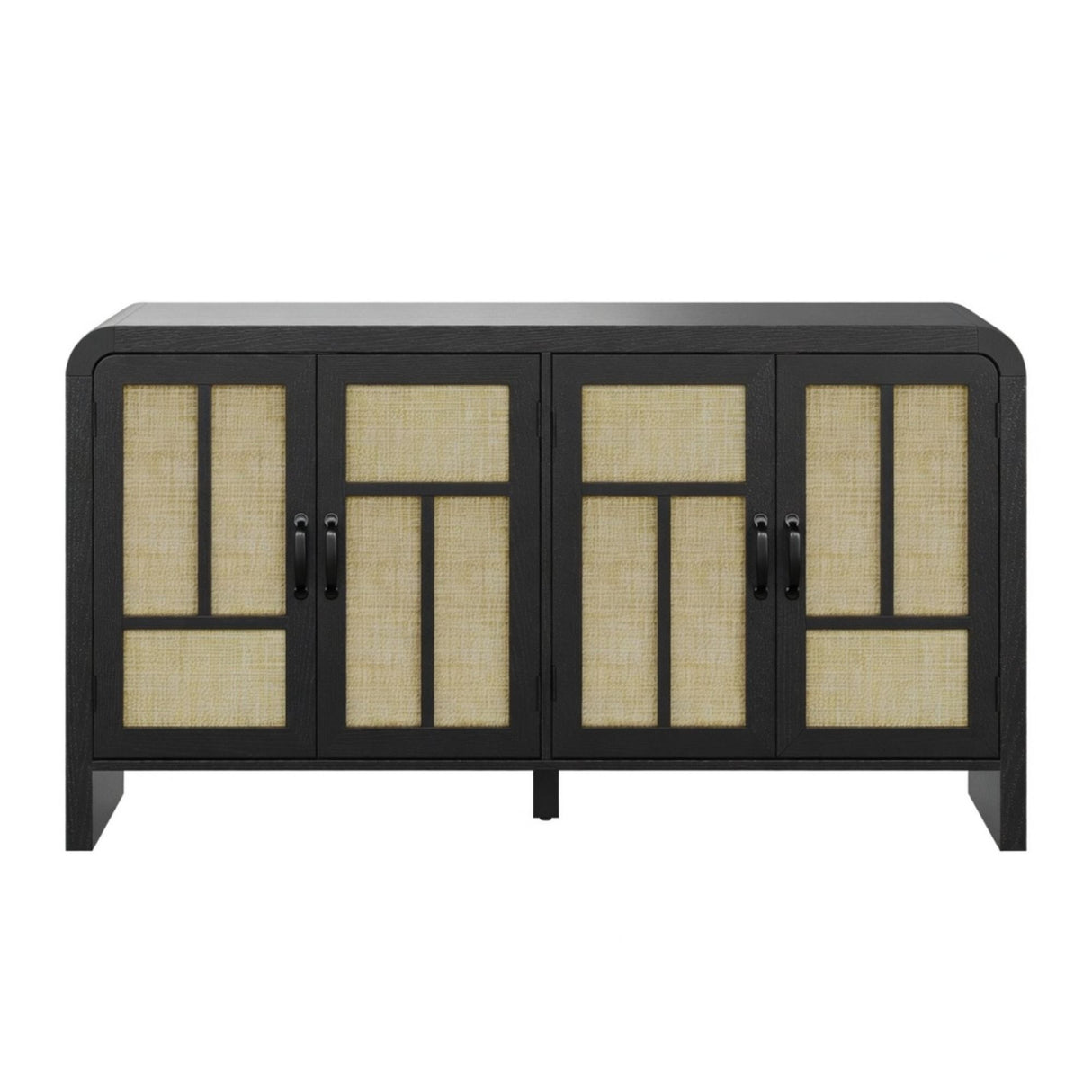 Sideboard Buffet Cabinet With 4 Doors & Adjustable Shelves - Black
