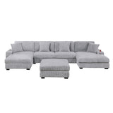 Contemporary Style Modular Sectional Sofa Set With USB, Cup Holder